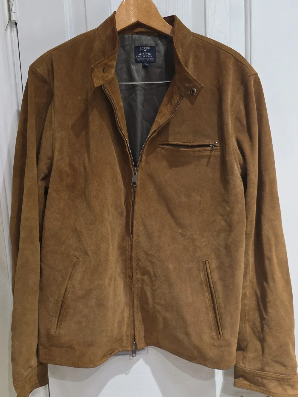 J. Crew Men’s Suede Zip-Front Jacket in Brown Size L